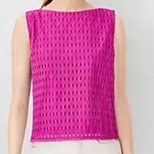 Ann Taylor NWT Pink Sleeveless Eyelet Top PTP 19 Length 21